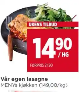 Meny Vår egen lasagne tilbud