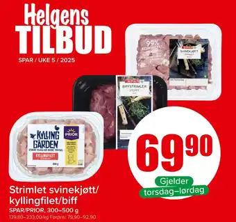 Spar Strimlet svinekjøtt/ kyllingfilet/biff tilbud