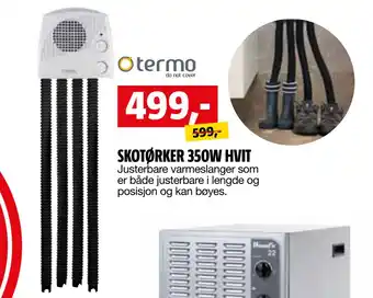 Bauhaus SKOTØRKER 350W HVIT tilbud