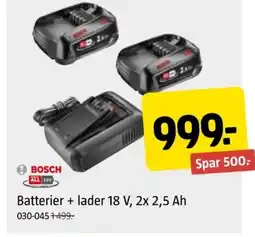 Jula Batterier + lader 18 V, 2x 2,5 Ah tilbud