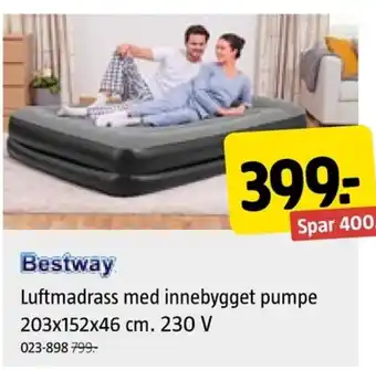 Jula Bestway Luftmadrass med innebygget pumpe tilbud