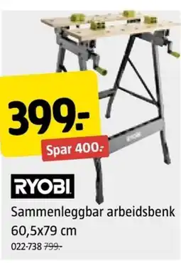 Jula RYOBI Sammenleggbar arbeidsbenk tilbud