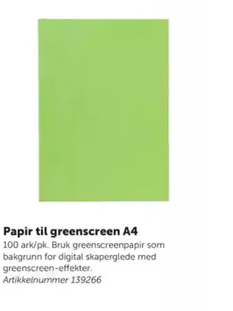 Lekolar Papir til greenscreen A4 tilbud