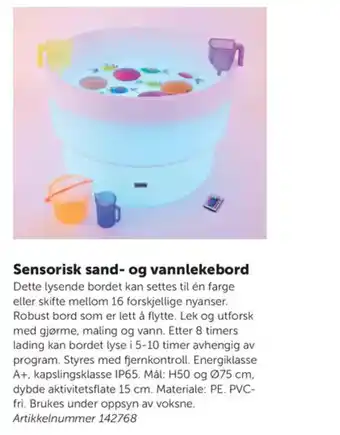 Lekolar Sensorisk sand- og vannlekebord tilbud