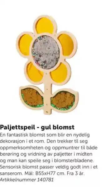 Lekolar Paljettspeil - gul blomst tilbud