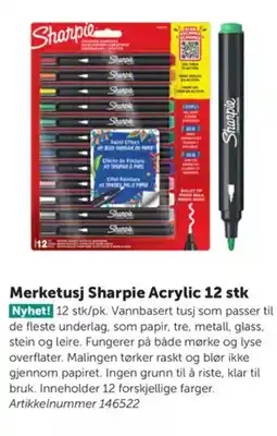 Lekolar Merketusj Sharpie Acrylic 12 stk tilbud