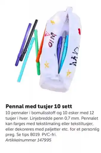 Lekolar Pennal med tusjer 10 sett tilbud