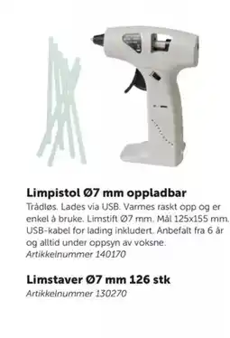 Lekolar Limpistol 07 mm oppladbar tilbud