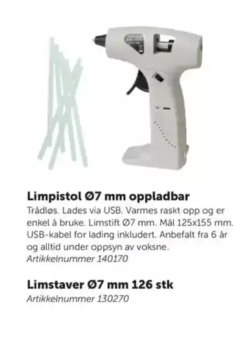 Lekolar Limpistol 07 mm oppladbar tilbud