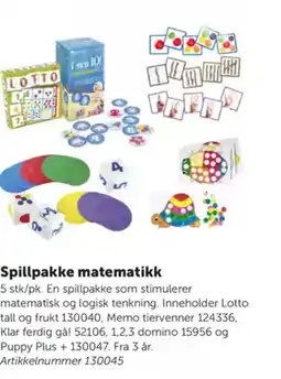 Lekolar Spillpakke matematikk tilbud