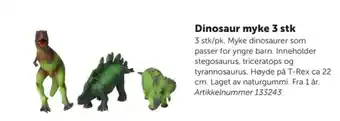 Lekolar Dinosaur myke 3 stk tilbud