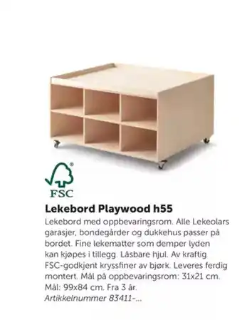 Lekolar Lekebord Playwood h55 tilbud