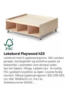 Lekolar Lekebord Playwood h33 tilbud