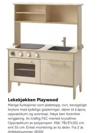 Lekolar Lekekjøkken Playwood tilbud