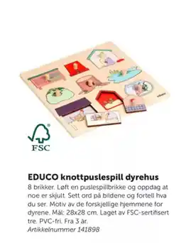 Lekolar EDUCO knottpuslespill dyrehus tilbud