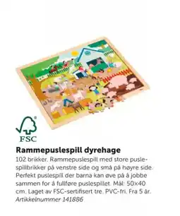 Lekolar Rammepuslespill dyrehage tilbud