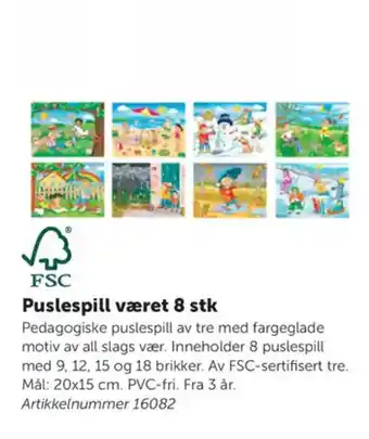 Lekolar Puslespill været 8 stk tilbud