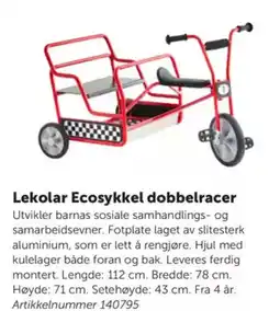 Lekolar Lekolar Ecosykkel dobbelracer tilbud