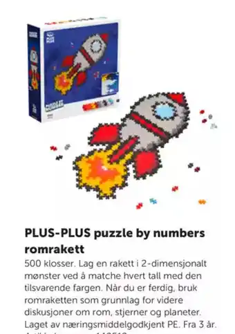 Lekolar PLUS-PLUS puzzle by numbers romrakett tilbud