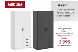 Fagmøbler Sprint garderobe 2 dører tilbud