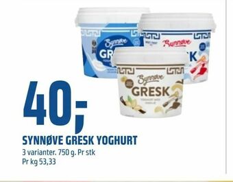 Coop Obs Synnøve gresk yoghurt tilbud