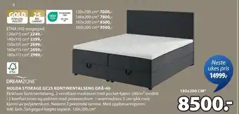 JYSK HOLDA STORAGE GC25 KONTINENTALSENG GRÅ-40 tilbud