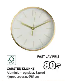 JYSK CARSTEN KLOKKE tilbud