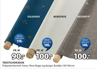 JYSK TEKSTILVOKSDUK tilbud