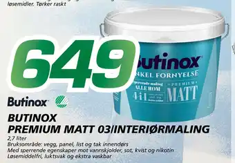 Coop Byggmix BUTINOX PREMIUM MATT 03/INTERIØRMALING tilbud