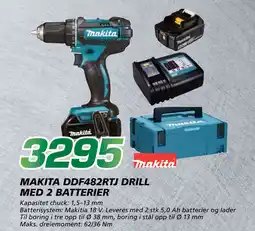 Coop Byggmix MAKITA DDF482RTJ DRILL MED 2 BATTERIER tilbud