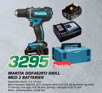 Coop Byggmix MAKITA DDF482RTJ DRILL MED 2 BATTERIER tilbud