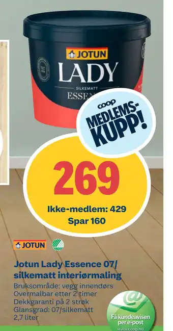 Coop Byggmix Jotun Lady Essence 07/ silkematt interiørmaling tilbud