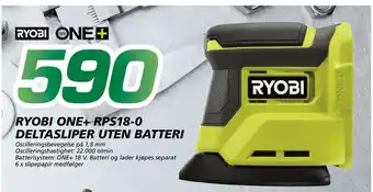 Coop Byggmix RYOBI ONE+ RPS18-0 DELTASLIPER UTEN BATTERI tilbud