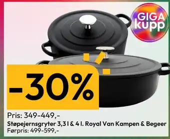 Gigaboks Støpejernsgryter 3,3 l & 4 l. Royal Van Kampen & Begeer tilbud