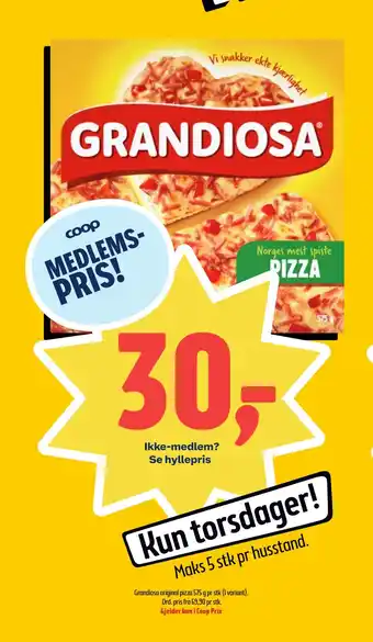 Coop Prix Grandiosa original pizza tilbud