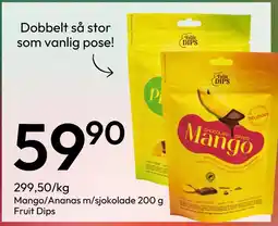 Gigaboks Mango/Ananas m/sjokolade 200 g Fruit Dips tilbud