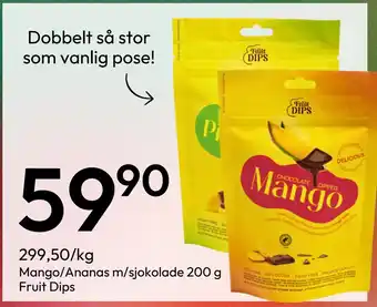 Gigaboks Mango/Ananas m/sjokolade 200 g Fruit Dips tilbud