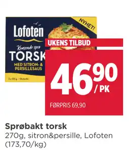 Meny Sprøbakt torsk tilbud