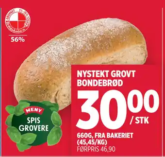 Meny NYSTEKT GROVT BONDEBRØD tilbud