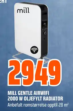 Obs Bygg MILL GENTLE AIRWIFI 2000 W OLJEFYLT RADIATOR tilbud