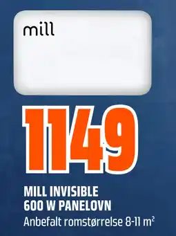 Obs Bygg MILL INVISIBLE 600 W PANELOVN tilbud