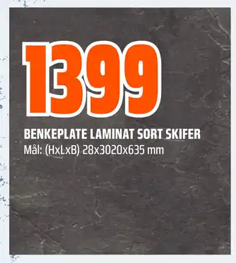 Obs Bygg BENKEPLATE LAMINAT SORT SKIFER tilbud