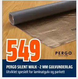 Obs Bygg PERGO SILENT WALK - 2 MM GULVUNDERLAG tilbud