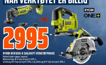 Obs Bygg RYOBI RCK183G-0 SAG/KUTT VERKTØYPAKKE tilbud