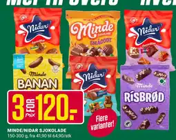 Europris MINDE/NIDAR SJOKOLADE tilbud