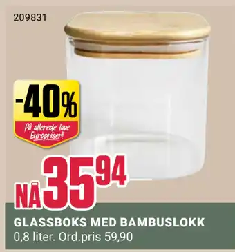 Europris GLASSBOKS MED BAMBUSLOKK tilbud