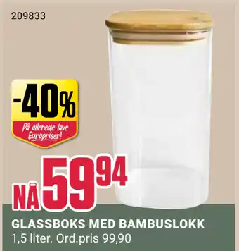 Europris GLASSBOKS MED BAMBUSLOKK tilbud