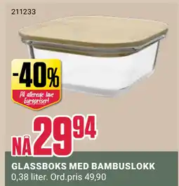 Europris GLASSBOKS MED BAMBUSLOKK tilbud