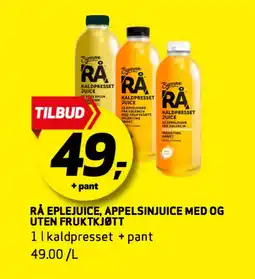 Bunnpris RÅ EPLEJUICE, APPELSINJUICE MED OG UTEN FRUKTKJØTT tilbud