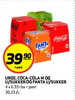 Bunnpris URGE, COCA-COLA M OG U/SUKKER OG FANTA U/SUKKER tilbud